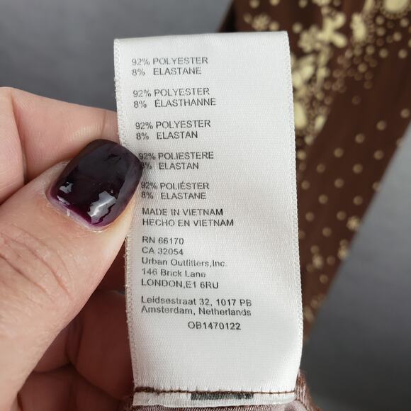 Urban Outfitters S High Slit Slip Midi Dress Brown Cream Floral Western Cowgirl - Picture 7 of 7